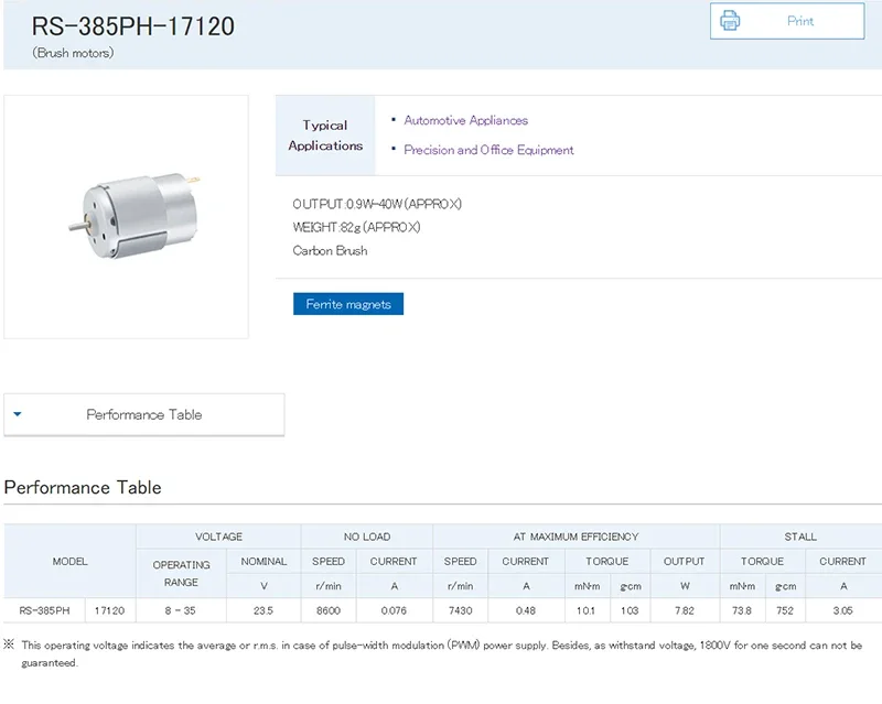 MABUCHI RS-385PH-17120 Mini RS-385 Motor DC 12V 18V 24V 9000RPM Micro 28mm Electric Carbon Bush Motor DIY Automotive Appliances