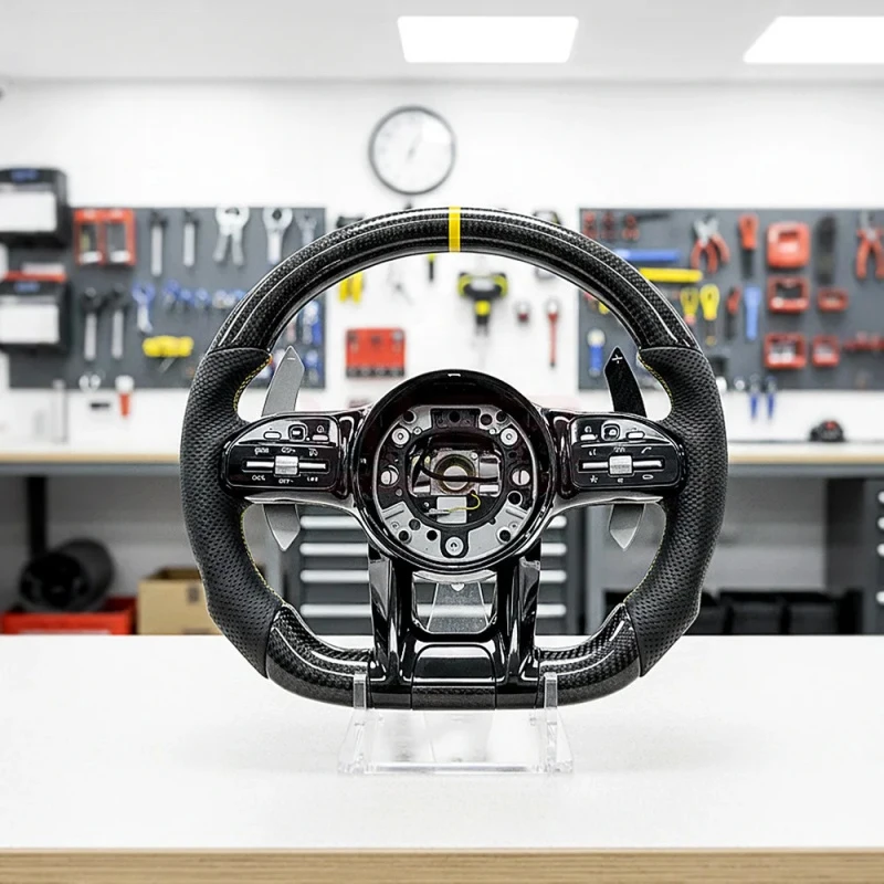 Custom Carbon Fiber Peorated Leather Steering Wheel for W213 W218 G63 E300 GLA