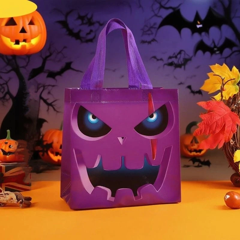 할로윈 유령 축제 장난 파티 사탕 선물 보관 포장 용품을위한 4Pcs 부직포 호박 유령 핸드백