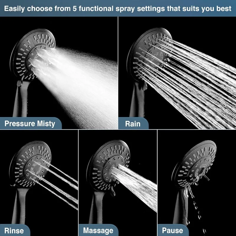 Rain Shower Head Combination High Pressure Handheld Shower Head and Solid Brass Rail and Shunt Brass Shower Column