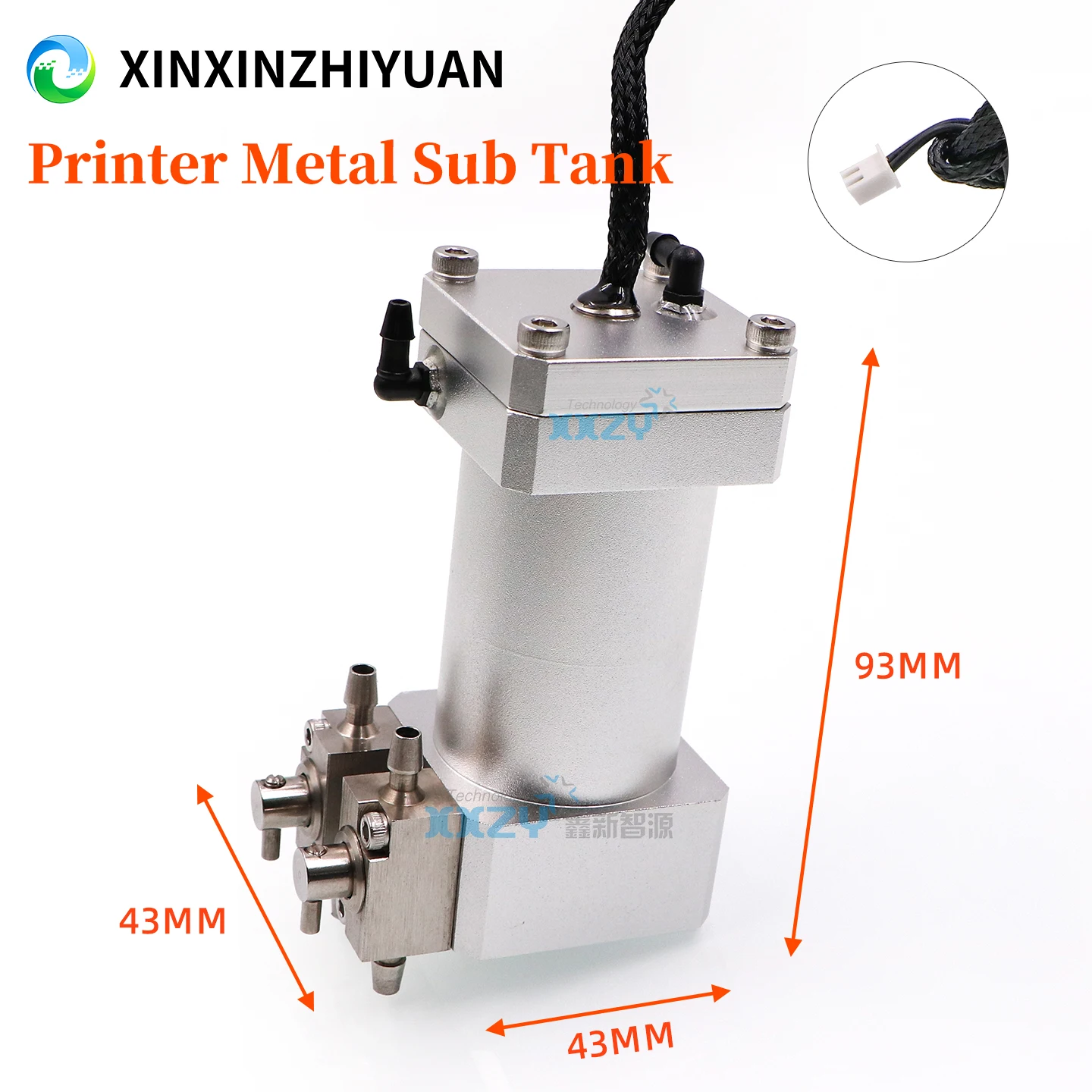 

Металлический дополнительный резервуар для чернил для УФ-принтера рулонного типа 43*43*93 мм, картридж с 2 клапанами