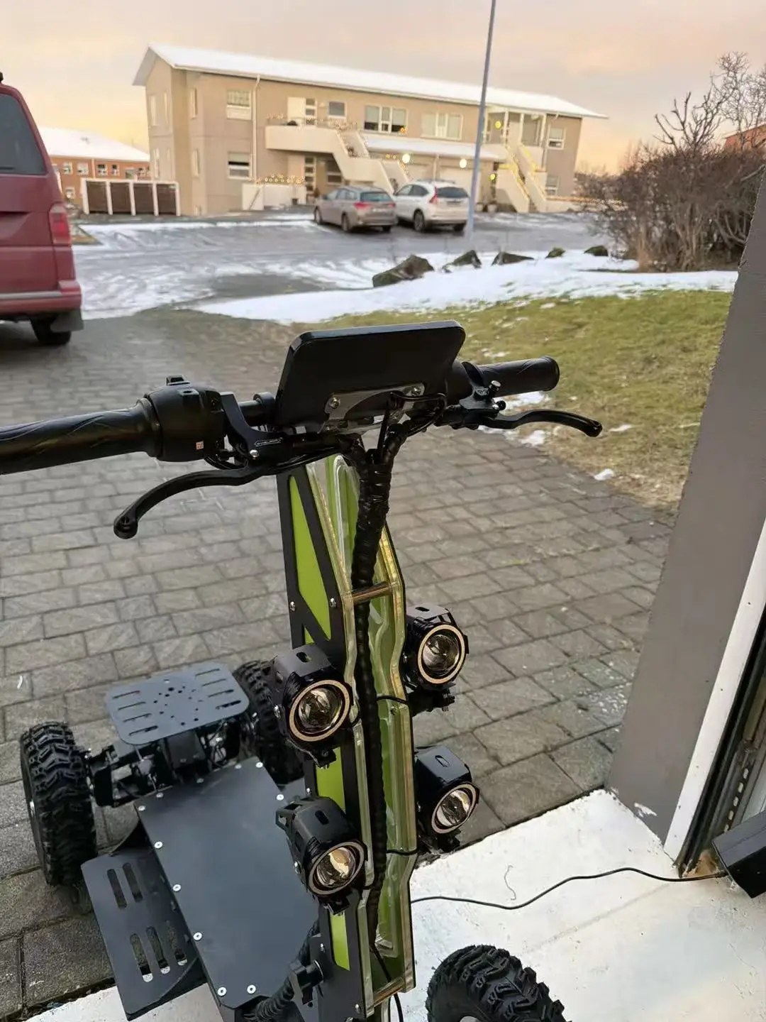 Electric Snow Scooter All Terrain DIY Motor 30km/h Double Sleds Track Folding Ski Snowmobile