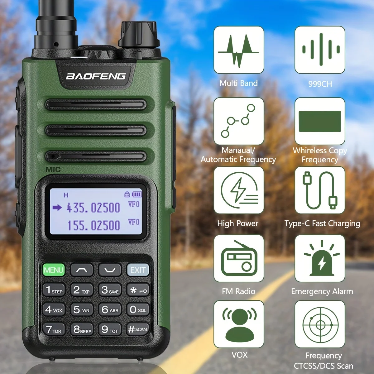 BaoFeng M-13 Pro Walkie Talkie Air Band Wireless Copy Frequency Type-C USB Charger Long Range Transceiver Upgrade Ham Radio