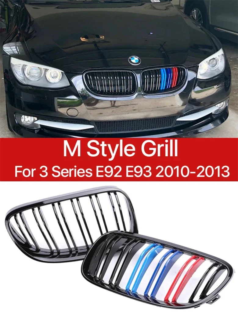 

New！ M Sport Front Upper Kidney Bumper Grille Carbon Fiber M Color Interior Grills For BMW 3 Series E92 E93 LCI 2010 2011 2012 2