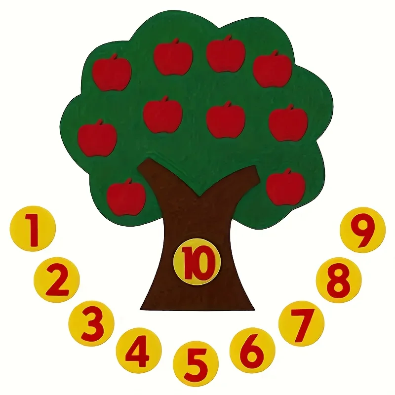 1 Stück DIY Filz-Apfelbaum, Zahlen-Apfelbaum, Lernbrett, Vlies-Filzbaum, Schulaktivitäten, Party-Dekoration zum Schulanfang – Detail 6
