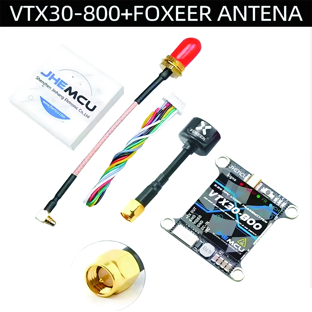 JHEMCU VTX30-800 5.8G 40CH PitMode 25mW 100mW 200mW 400mW 800mW Adjustable VTX 2-6S 30X30mm for RC FPV Racing Freestyle Drone