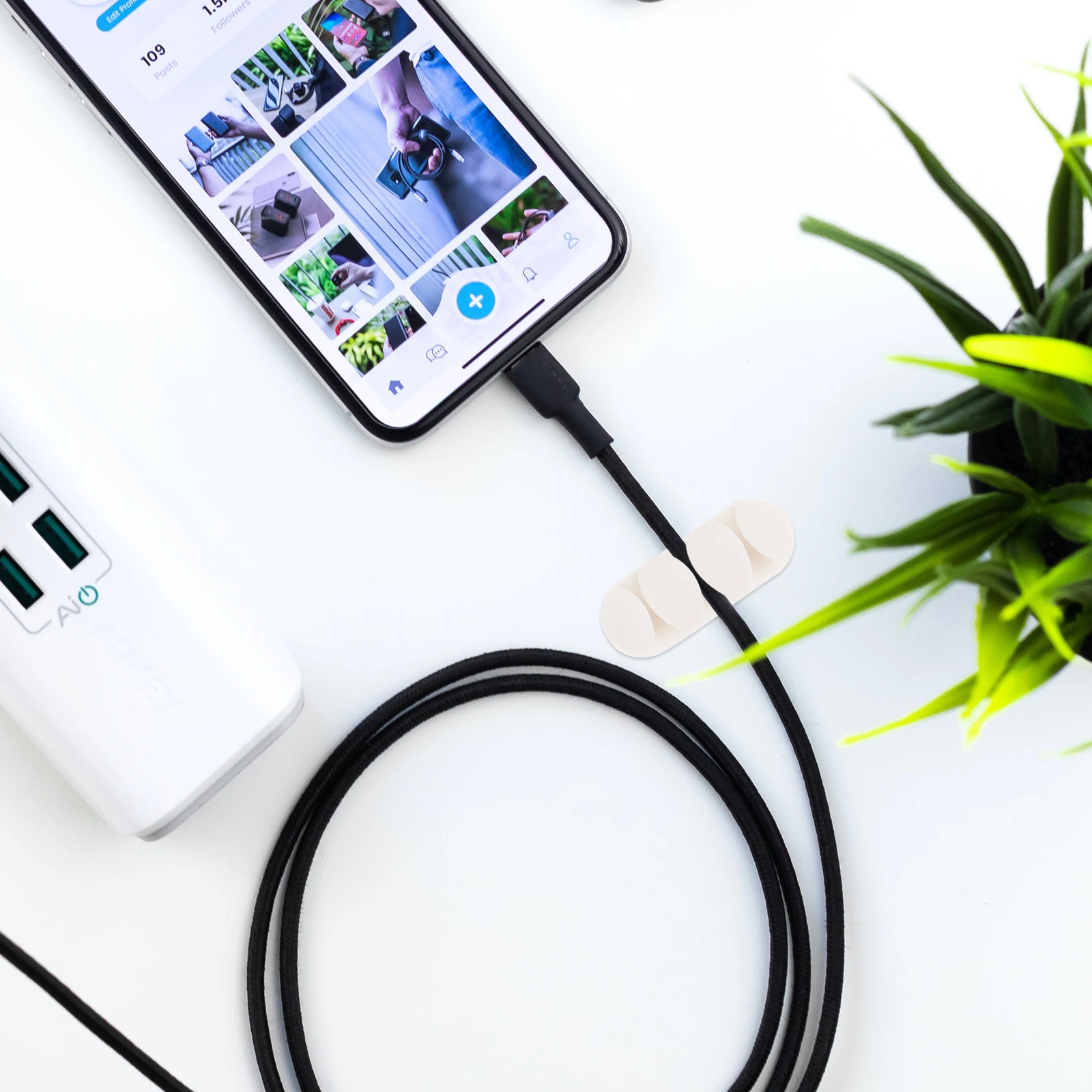 

10 PCS Cable Manager Organizer for Desk Cord Holder Wall Hanging White Desktop Wire