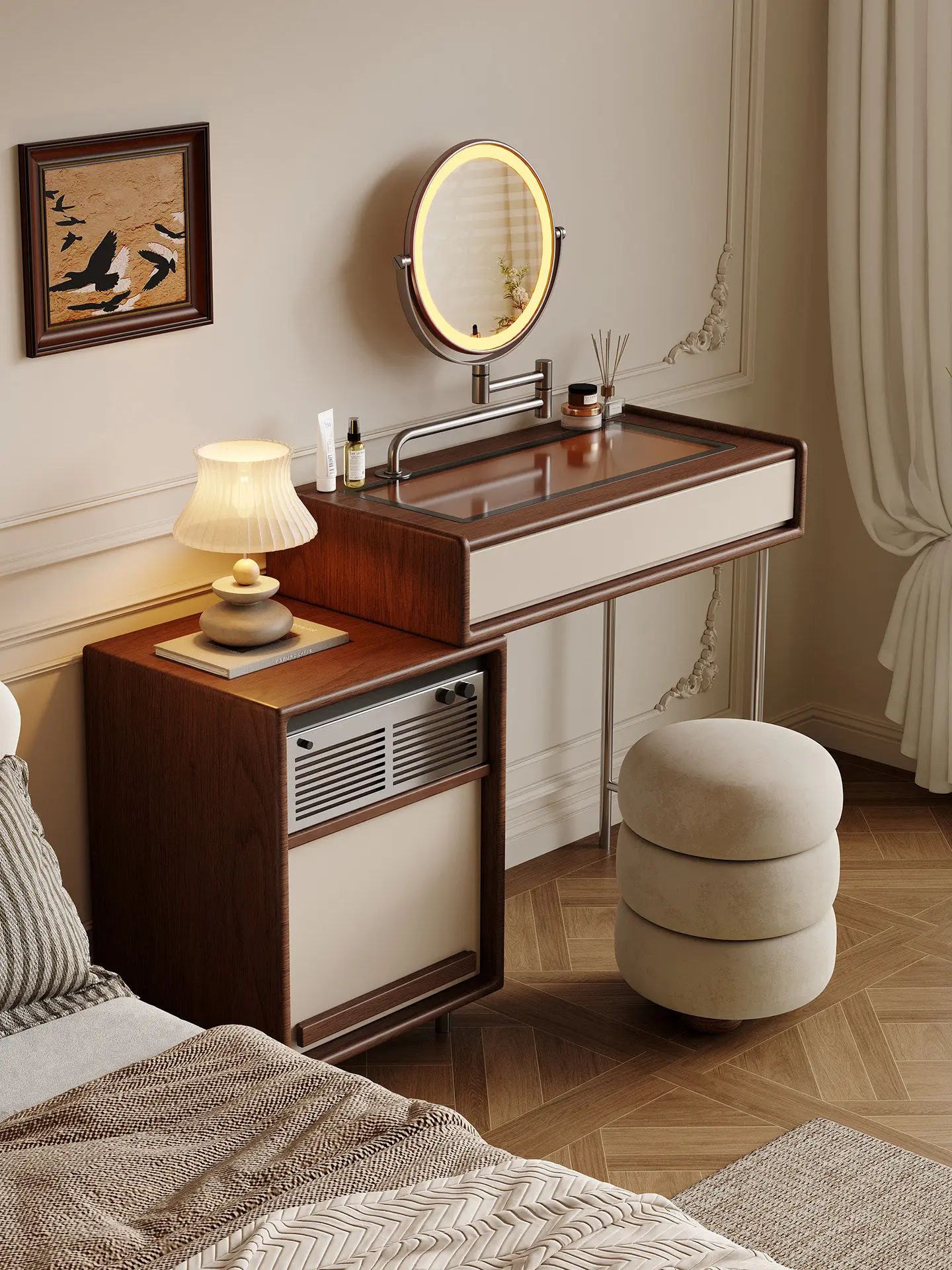 PYH light luxury dresser chest cabinet integrated small apartment bedroom retro solid wood storage cabinet