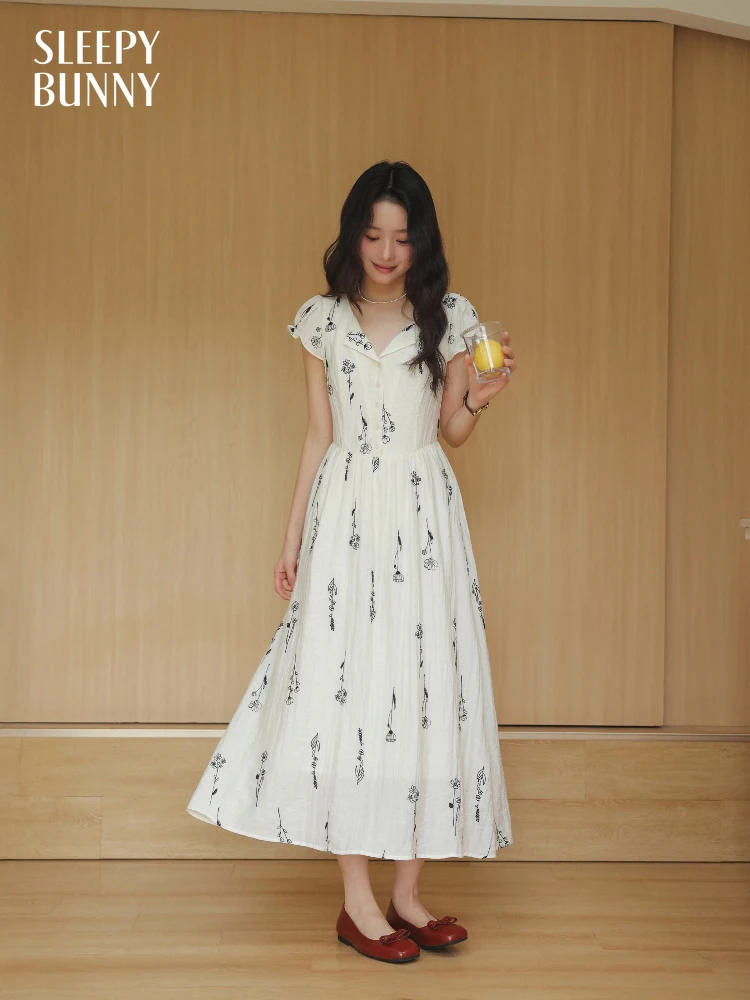 navy blue dress for baby girl White Linen Cotton Midi Dress main image 0