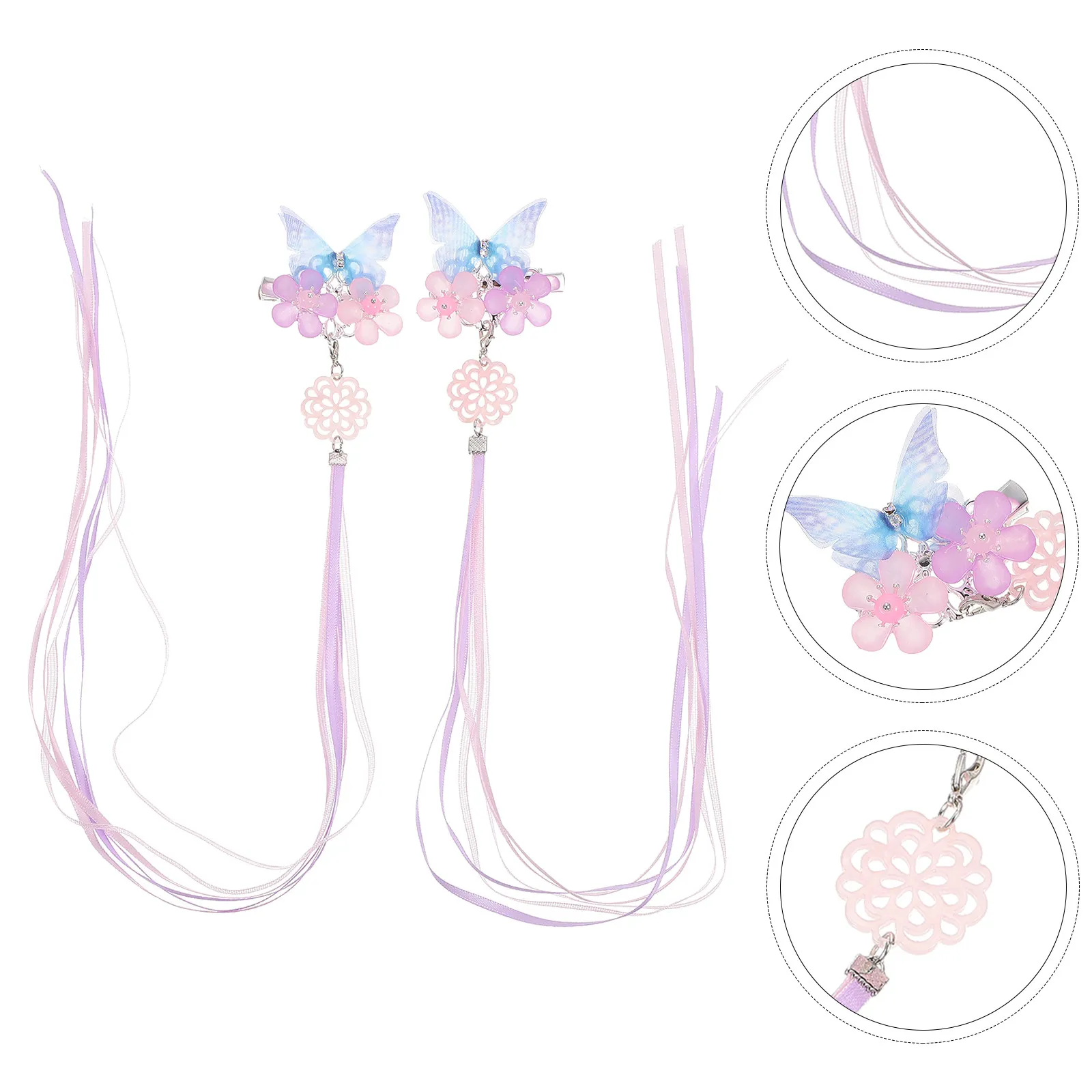 

1 пара заколок для волос в виде бабочек, винтажные заколки в китайском стиле, детские украшения для волос в стиле Ханьфу, аксессуары для волос для детей, подарок на день рождения