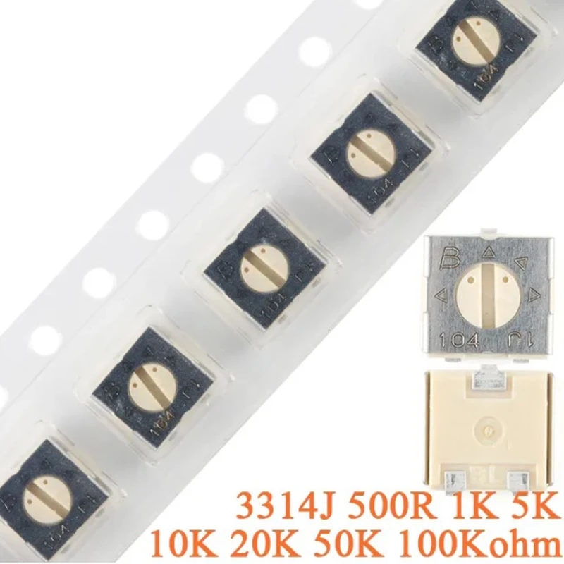 5pcs 3314J Precision Adjustable Resistance Potentiometer 500R 1K 5K 10K 20K 50K 100K ohm 3314J -1 501E 102E 502E 103E 203E 503E