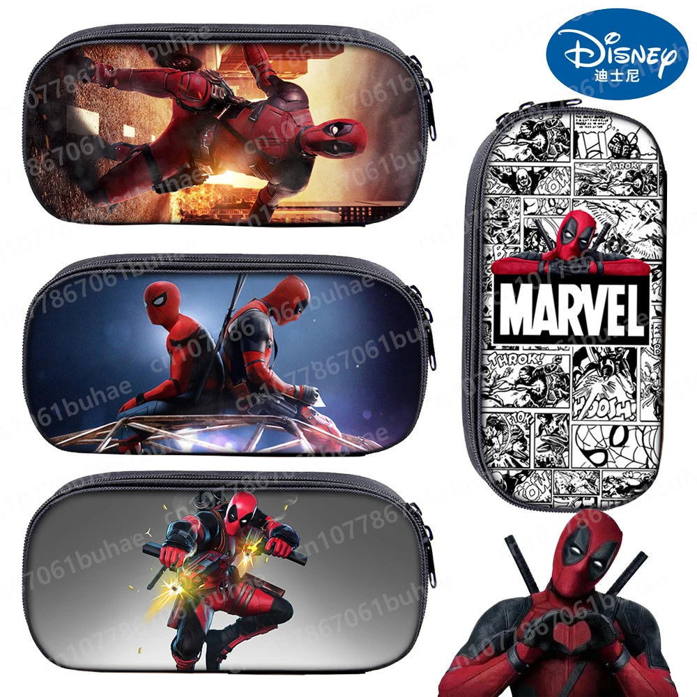 Disney Deadpool&Wolverine Printed Movie Pencil Case Pen Bag Anime Large Capacity Stationery Box Cute Bags Student School Bag