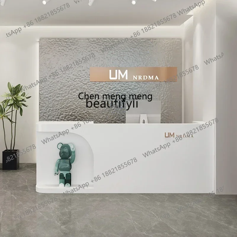 

200302Simple Modern Clothing Cosmetology Shop Cashier Stainless Steel Bar Counter Store Reception Counter