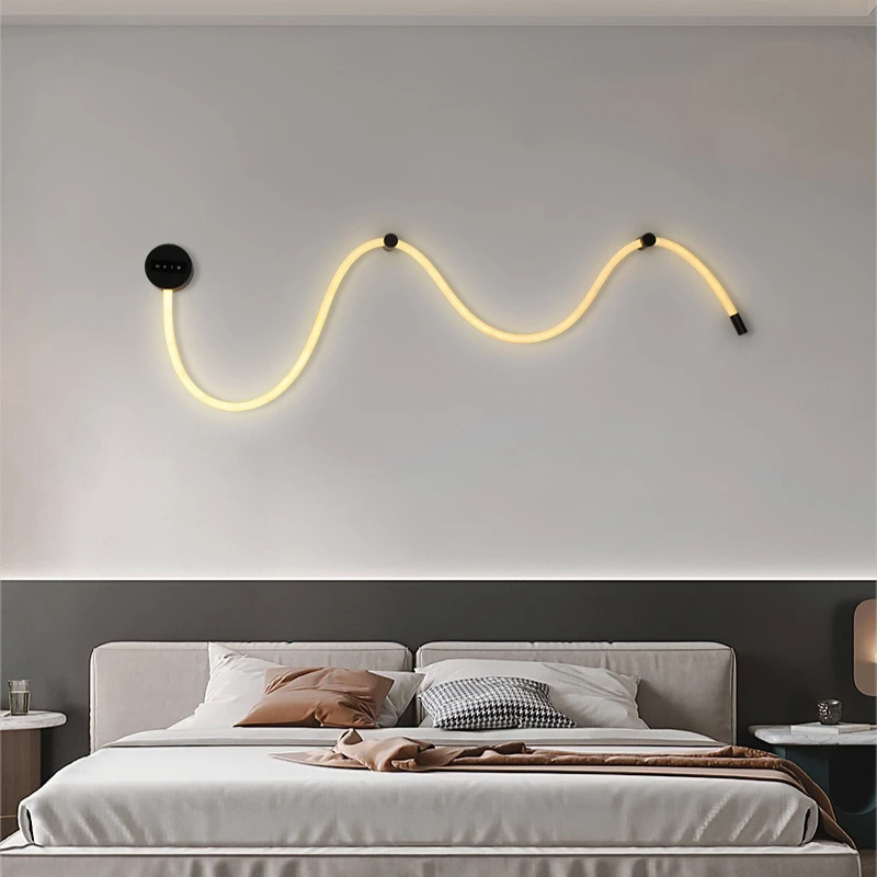 

Modern Minimalist Indoor Soft Silicone Strip Creative Atmosphere Wall Lamp Nordic Living Room Bedroom Corridor Restaurant