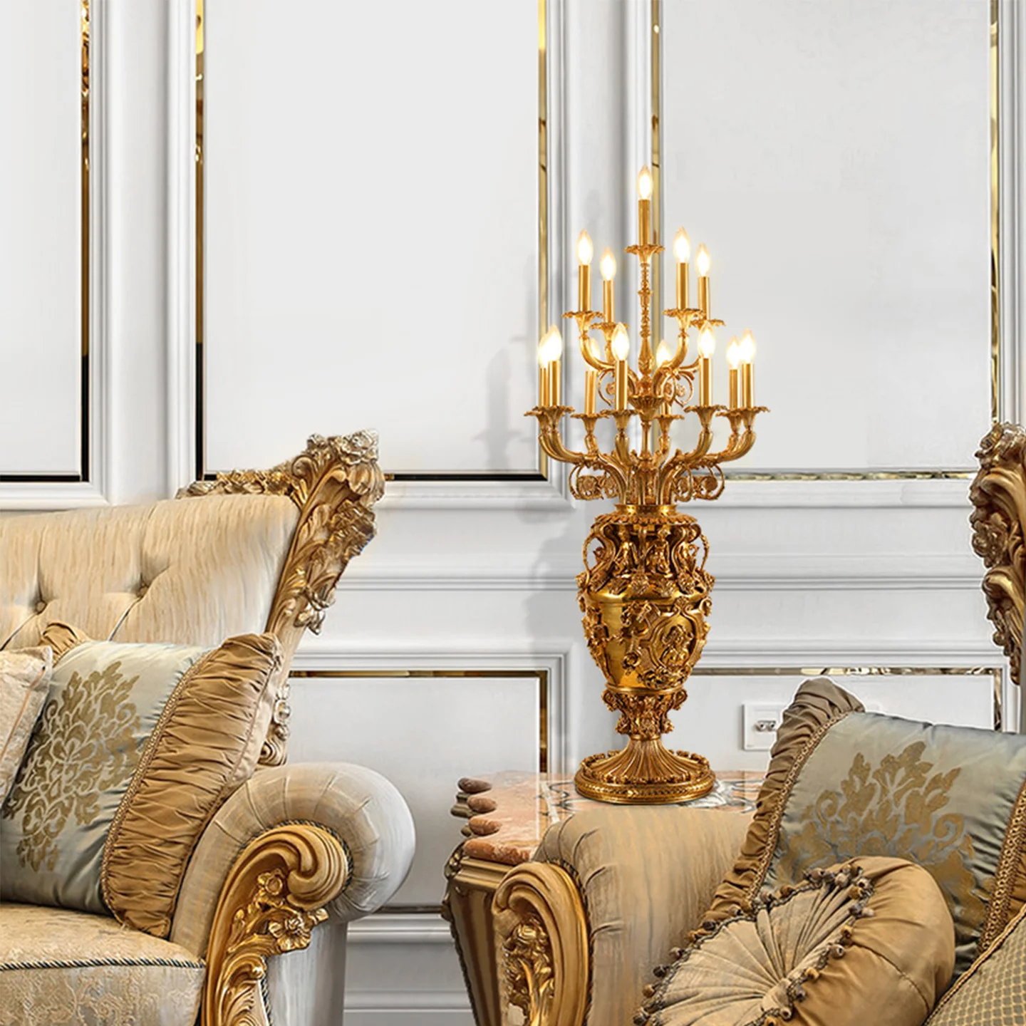 European Royal Retro Villa Living Room Indoor Dewaxed Copper Table Light Bedroom Bedside Table Lamps