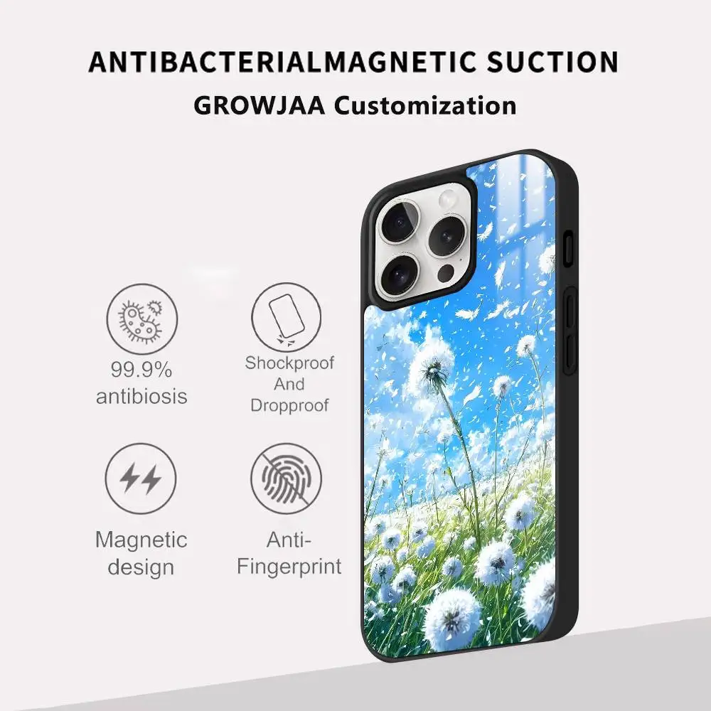 Funda de teléfono con paisaje Natural Sunshine para IPhone 17 16 15 14 13 12 11 Pro Max Plus Mini Magsafe espejo Funda magnética inalámbrica