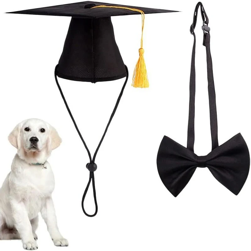 Dog Graduation Hats With Yellow Tassel Funny Pet Grad Costume for Small Medium Large Dogs Tassel Academic Cap Pet Creative Party