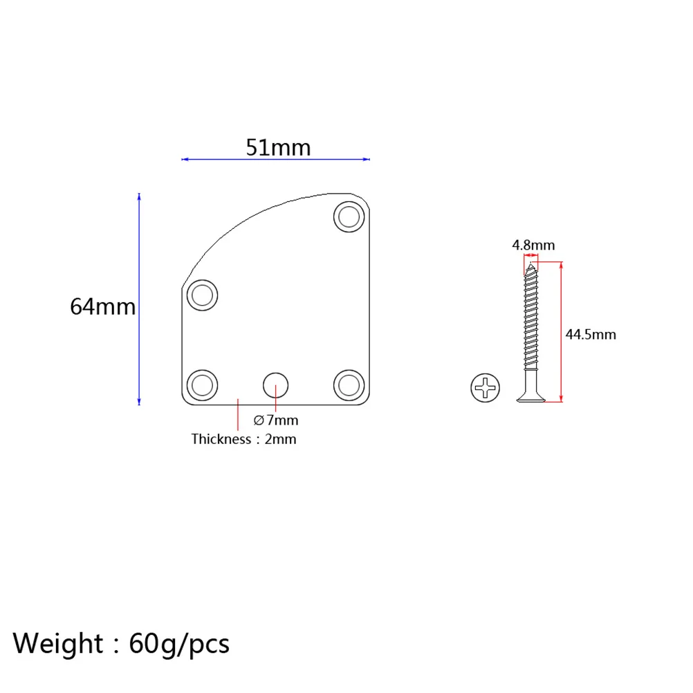 

Electric Guitar Neck Plate 5 Holes Bass Replacement Metal Strength Connecting Board Durable Lightweight