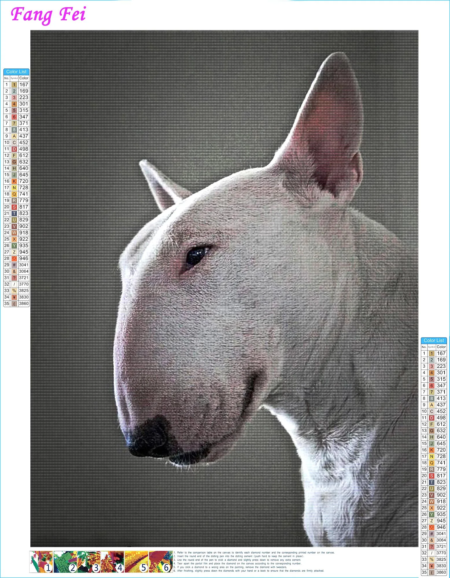 5D DIY Bull Terrier Diamond Rhinestones Painting Pet Dog Animal Wall Art Cross Stitch Embroidery Picture Mosaic Craft Home Decor