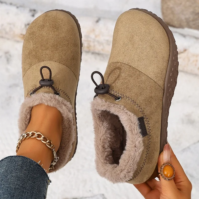 Mujer Winter Warm Ankle Boots 2026 New Slip On Soft Synthetic Plush Lining Non Slip Flat Sole Casual Outdoor Footwear Zapatos