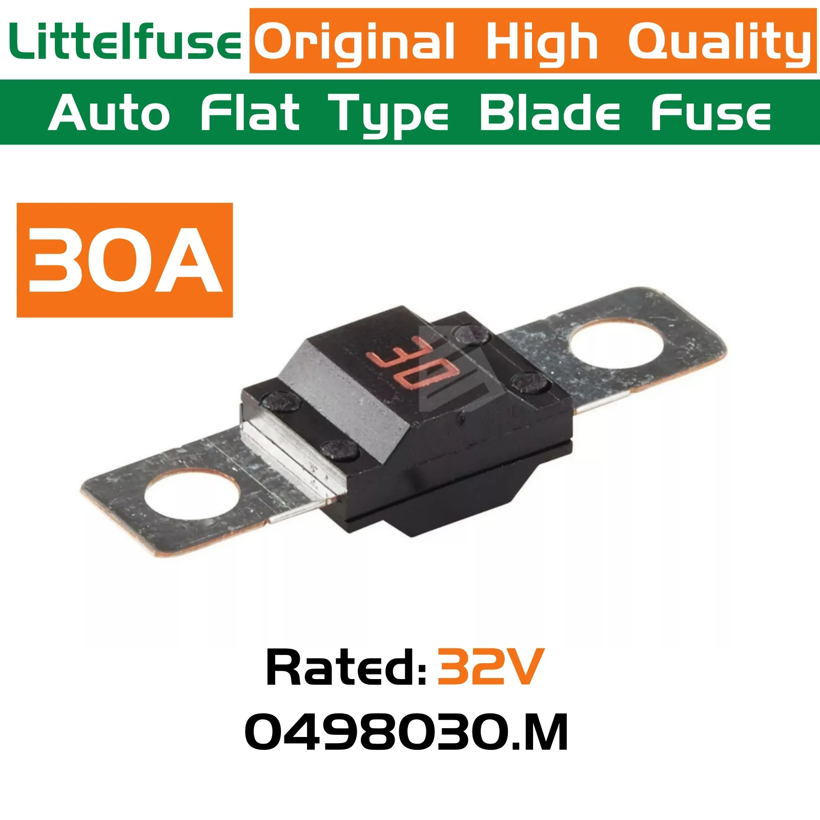 

Littelfuse 498 MIDI 30A Rated 32V 0498030.M Bolt-down Fuse Flat Type Blade Fuse for BYD Motorcycle Boat Truck SUV bus