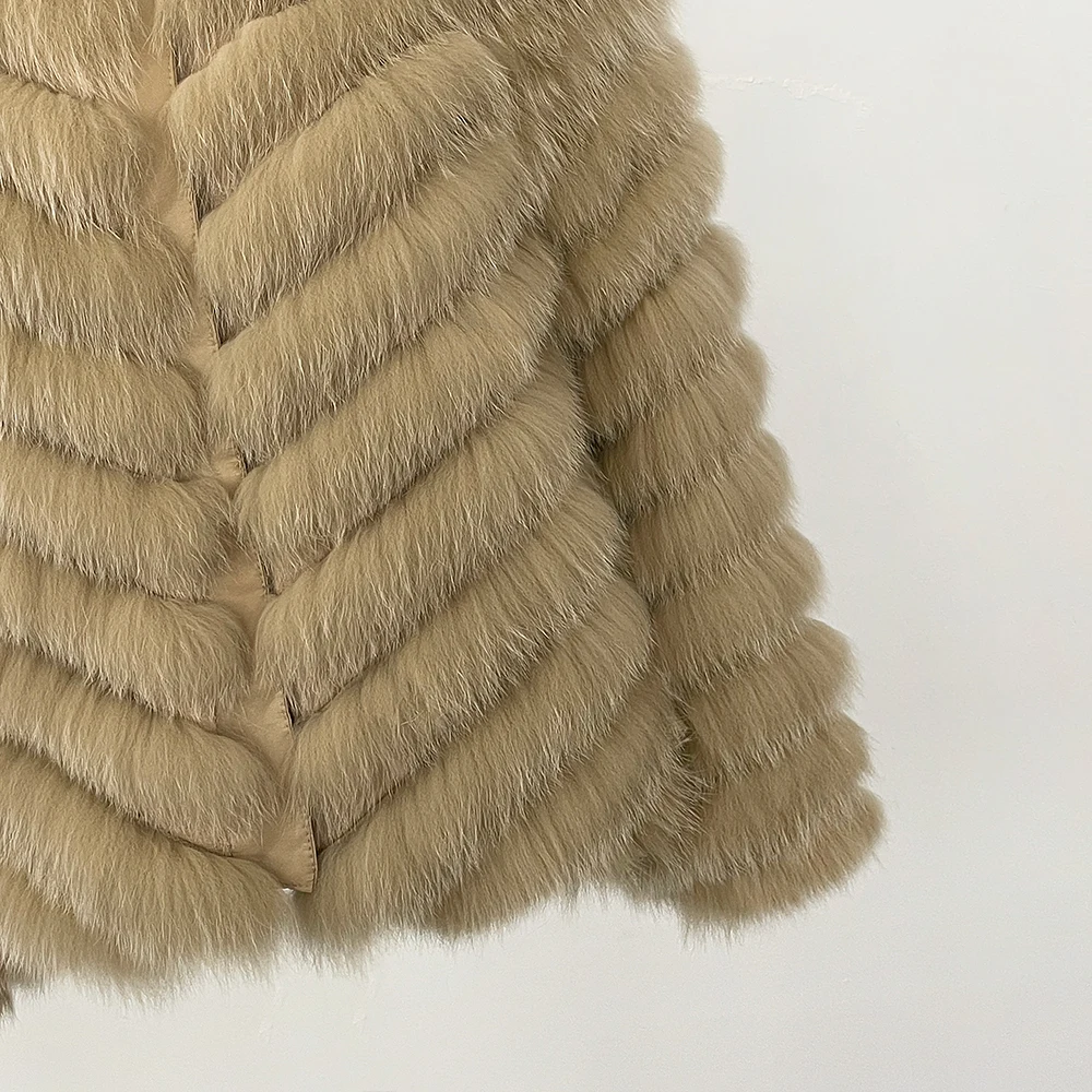 MENINA 2025 Nuovo Abbigliamento Invernale Donna Giacca di Pelliccia di Volpe Naturale Moda Caldo Cappotto di Pelliccia Reale Manica Lunga Stile di Lusso Streetwear Lady