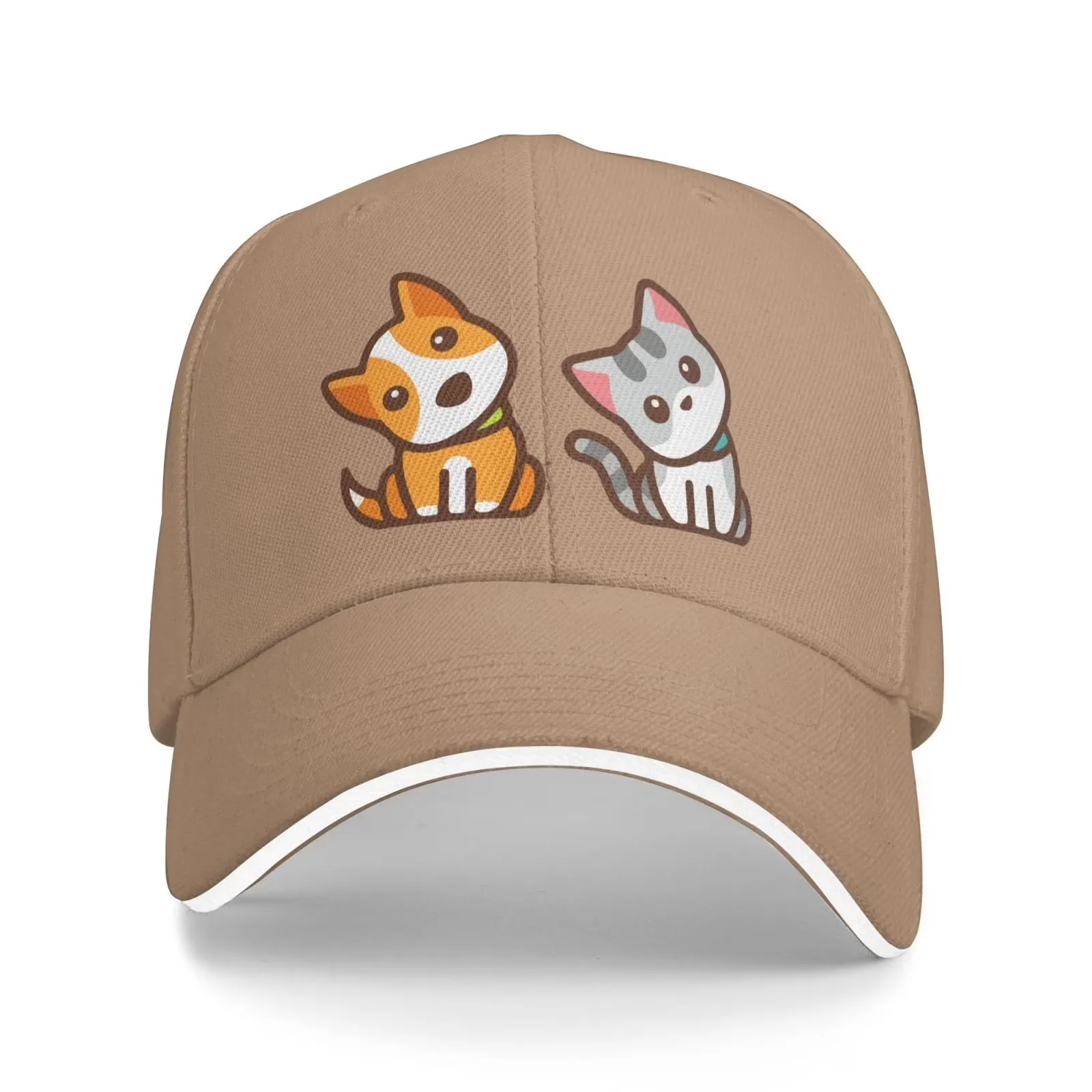 Confused Dog & Cat Unisex Sandwich Cap Classic Baseball Capunisex Adjustable Casquette Dad Hat
