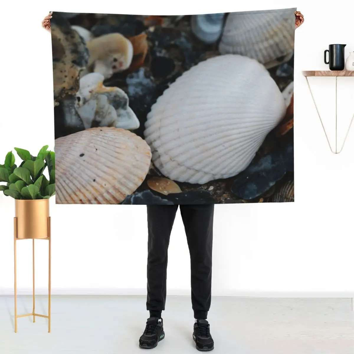 White Shell Throw Blanket Hairy Bed Flannel Fabric Blankets Sofas Of Decoration Winter beds Hairys Blankets