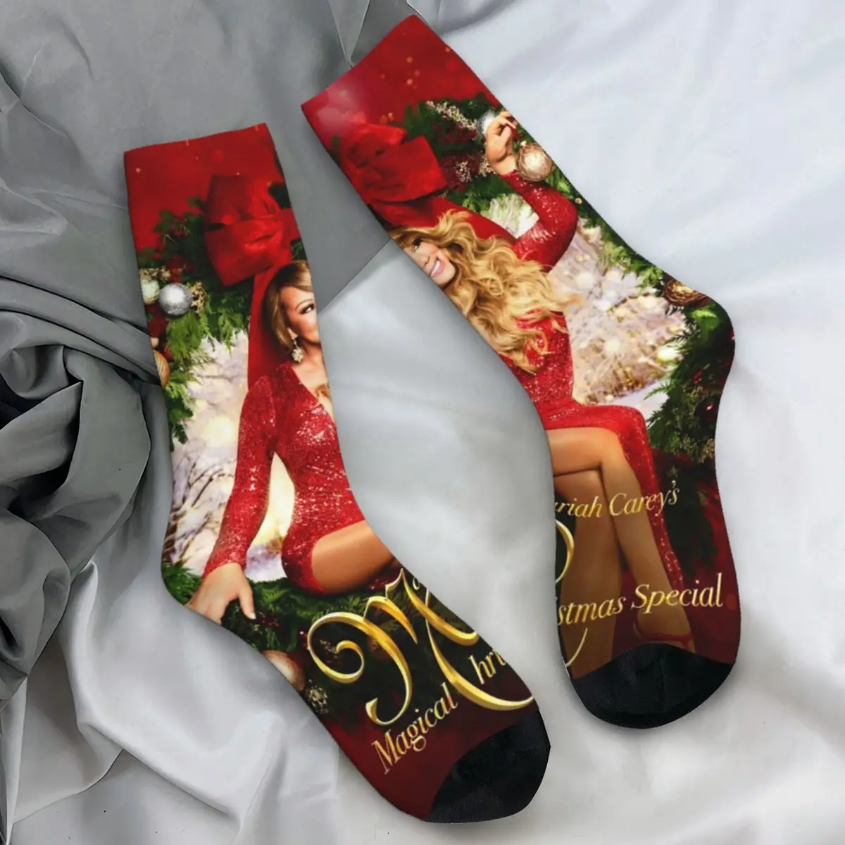 Women Men Socks Christmas Mariah Singer Carey Xams Gift Stockings Winter Fashion High Quality Socks Outdoor Non Slip Socks