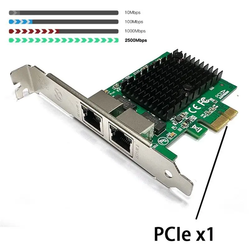ABAN 2 Port 2.5G PCIe Network Card 2.5 Gigabit Ethernet Adapter RTL8125BG Chip PCI-E Ethernet LAN Adapter for Desktop PC