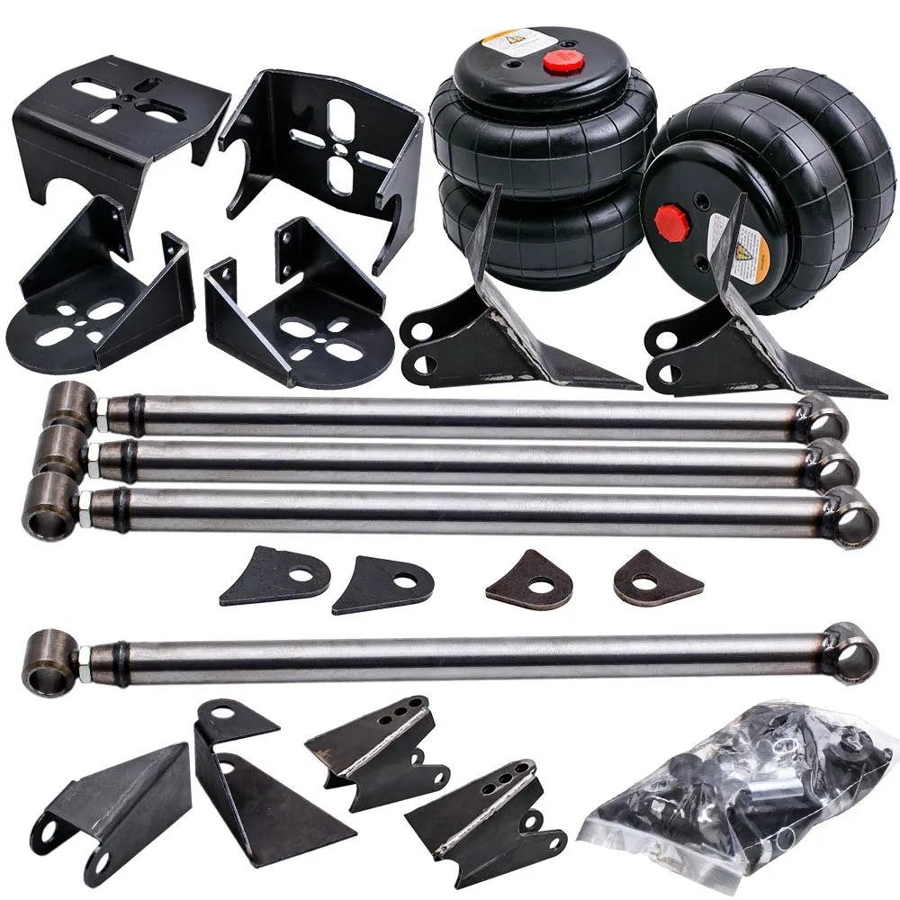 2500lb Axle Bags Triangulated + Heavy Duty Steel Bars Weld-On 4 Axle Link Kit