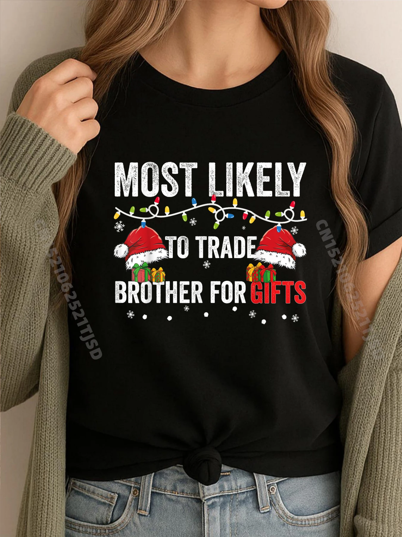 من المحتمل لتجارة الأخ لقمصان عيد الميلاد للسيدات، قمصان الخريف الجرافيكية للمرأة