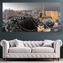 Las Vegas Strip City Night View Print Canvas Painting Wall Art HD Pictures City Landscape Poster for Living Room Wall Decoration