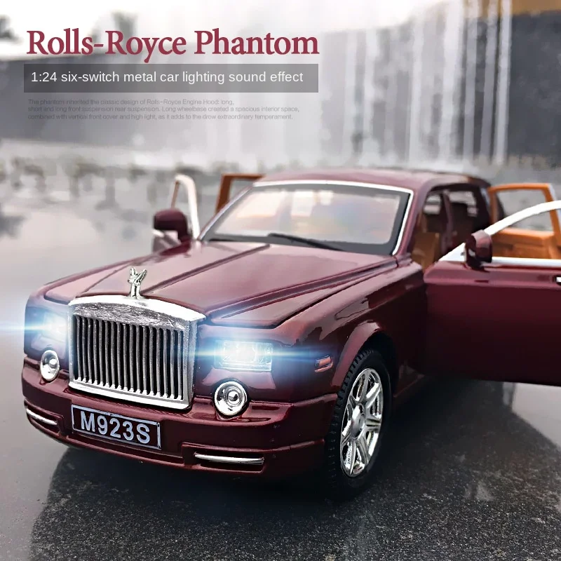 1:24 Rolls Royce Phantom Diecast Alloy Car Model Metal Toy Car Simulation Sound Light Pull Back Car Collection Kids Gift A249