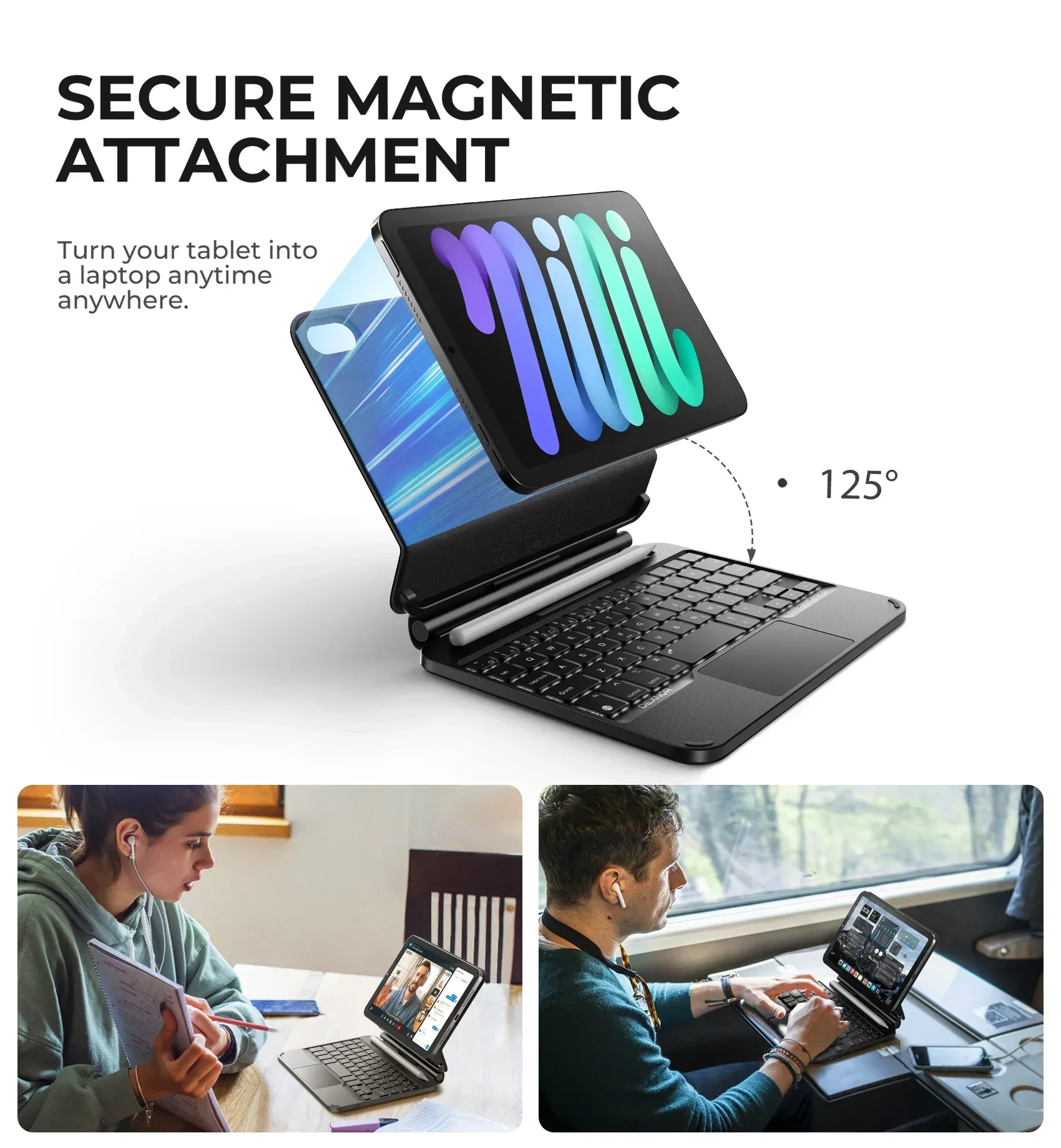 For iPad mini 7 (A17 Pro)/Mini 6 Case with Keyboard Magnetic Floating Cantilever Stand with Trackpad Pencil Holder Keyboard Case