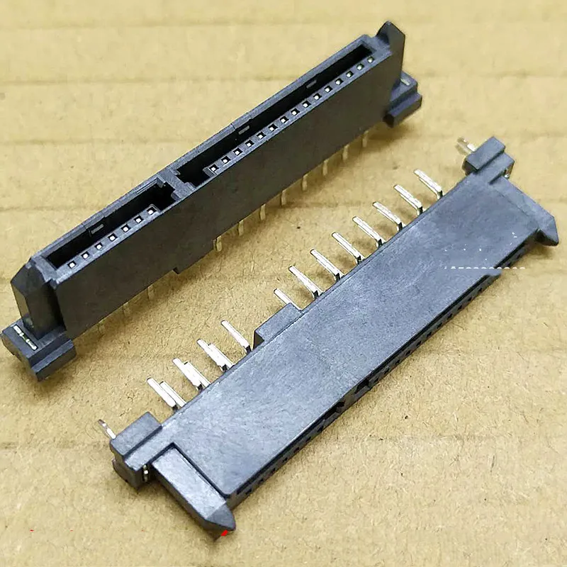 10PCS SATA Connector Socket SATA Female Header 7+15P (22P Total) 180° Vertical Straight Pin, Dual-Row Offset Pin, Through-Hole