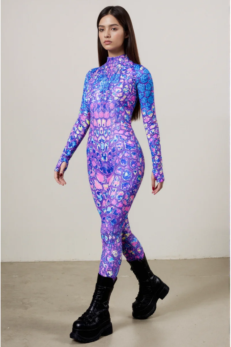 IOOTIANY Damen Schmetterling-Schlangen-Bodysuit Catsuit Tribal Halloween Party Rave Jumpsuit Festival Cosplay Performance Zentai – Detail 5