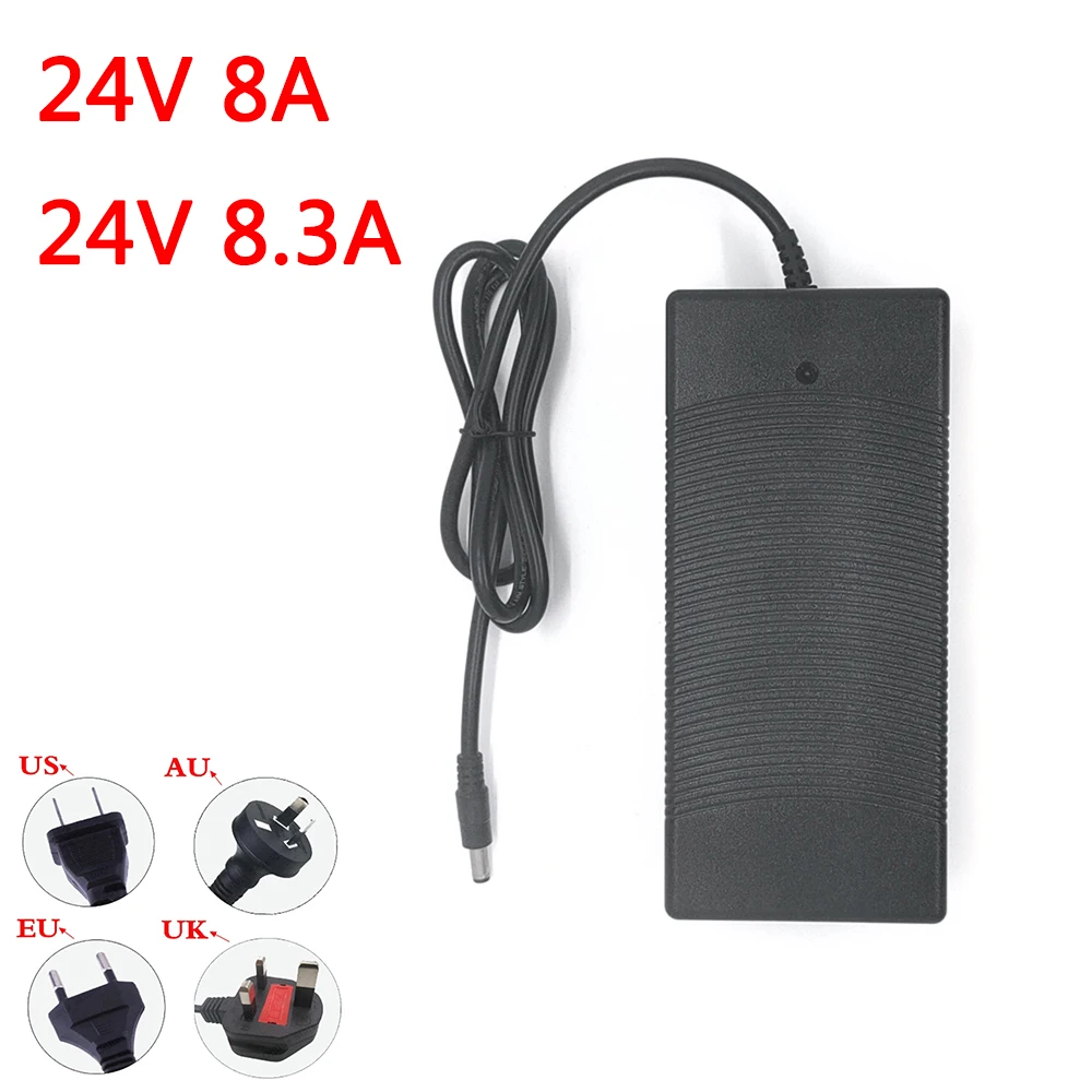 

DC 24V Adapter Power Supply AC 100V-240V 8A 8.3A Charger Converter LED Strip Light CCTV Light Adapter