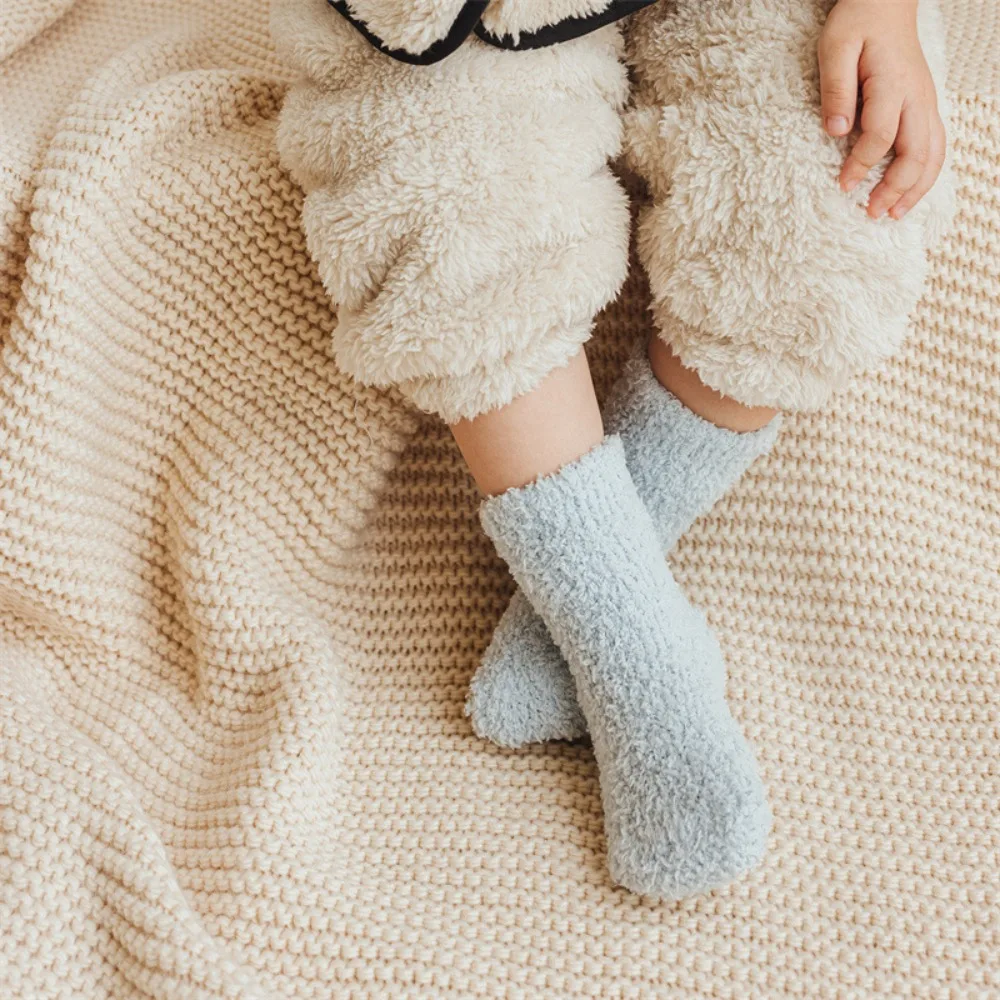 Comfortable Breathable Baby Socks Lovely Baby Boys Girls Coral Fleece Non-slip Kids Toddler Fluffy Socks