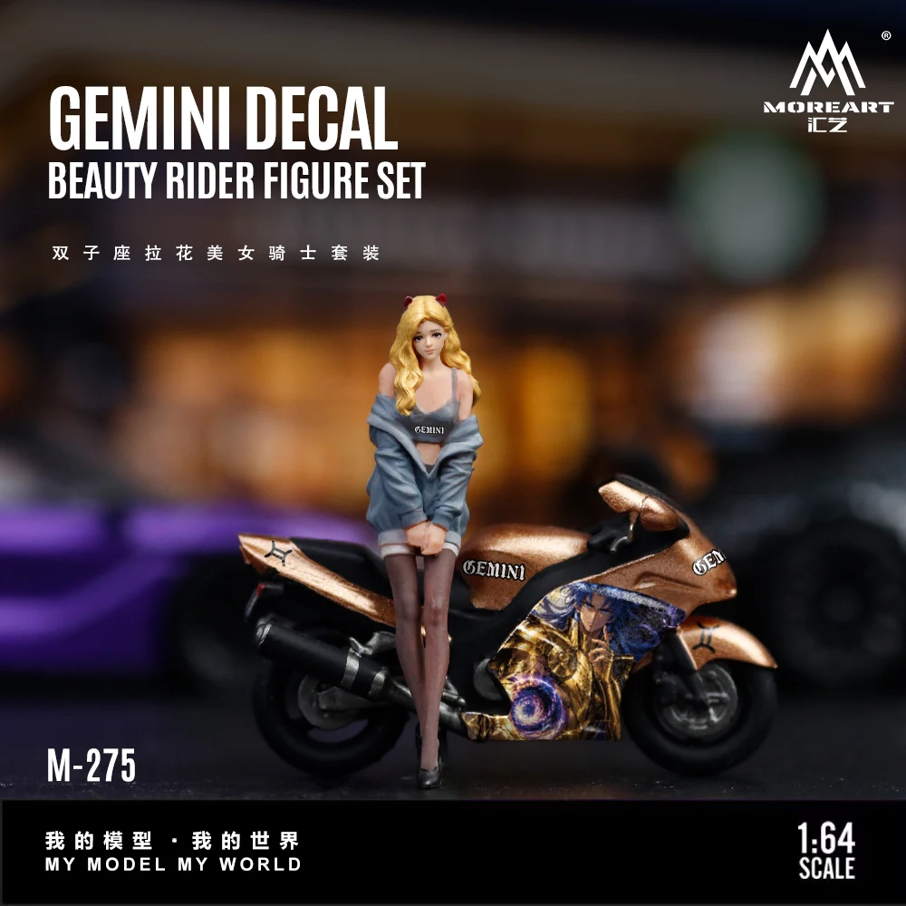 *Pre-Order*MoreArt 1:64 Resin Figure Decor‑print Motorbike with Girl Biker Figurine for Display Gift Decor - view 5