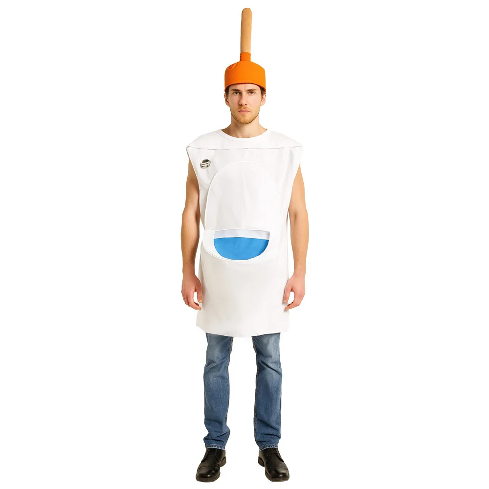 طقم زي المرحاض المضحك للبالغين، زي لعب الأدوار للعروض المسرحية، أزياء الهالوين، زي مسرحي عرقي، أزياء نسائية عصرية