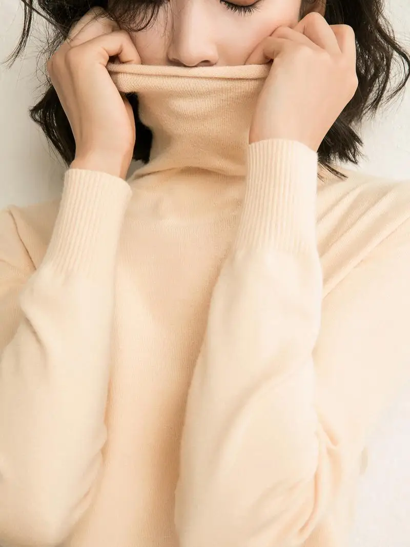 

Spring 2026 Women's Thiened High Collar Sweater ort Pure Color Base Layer Knitwear Easy Wear Commute Sle Regular Fit