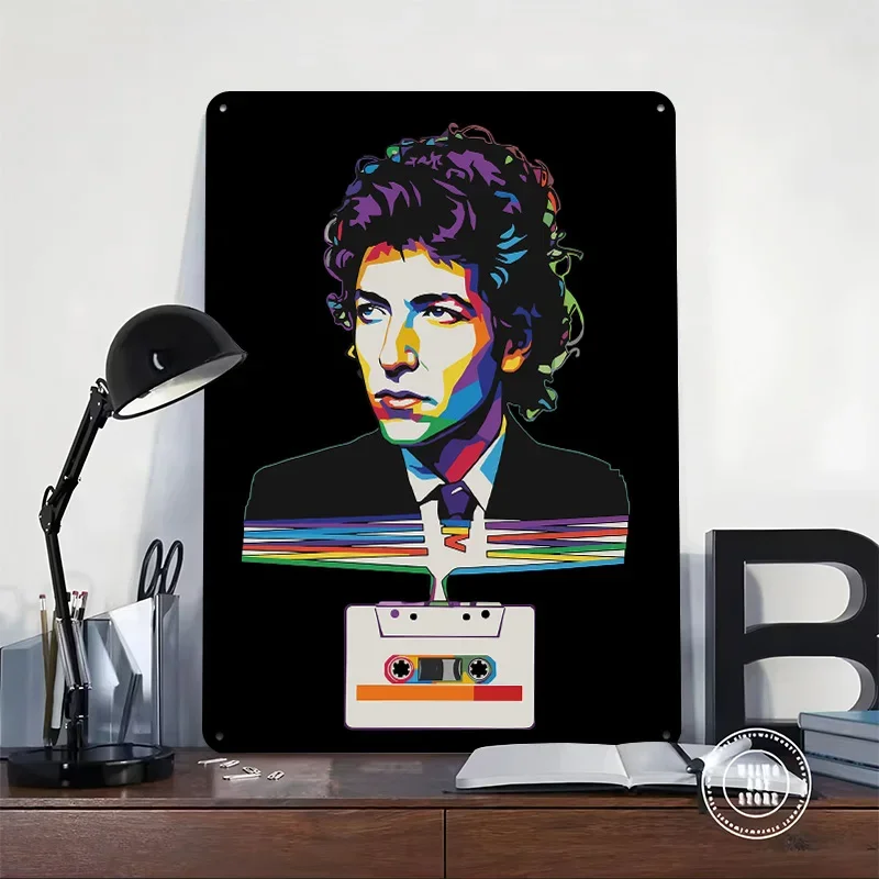 Bob Dylan Pop Art Cassette Personalized 3D Textured Metal Poster Wall Art Vintage Tin Signs for Home Decor Ornaments Wand Deko