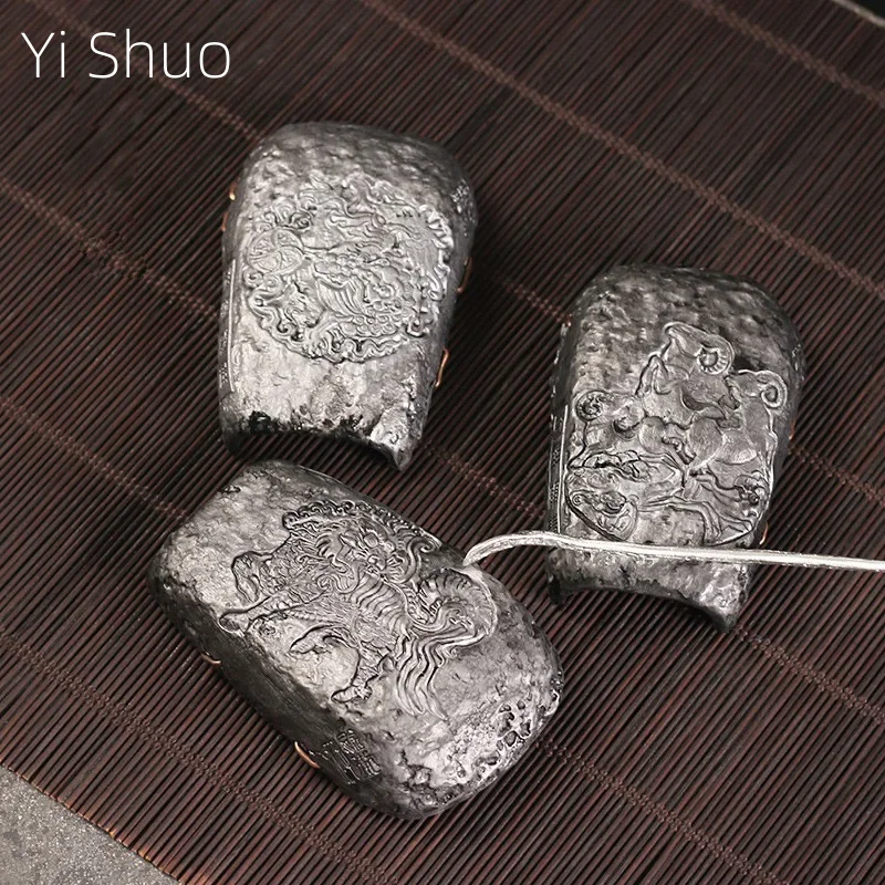 

Ancient Tin Nail Tea Spoon Two-Piece Retro Tin Tea Shovel Tea Ceremony Utensils Pure Tin Tea Holder Tea Ceremony Nuts Spoon