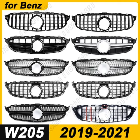 Para 2019-2021 W205 Clase C Mercedes Benz C180 C200 C220 C250 C260 C300 C350 C400 C450 C43 C63 AMG Rejilla de carreras de malla de parachoques