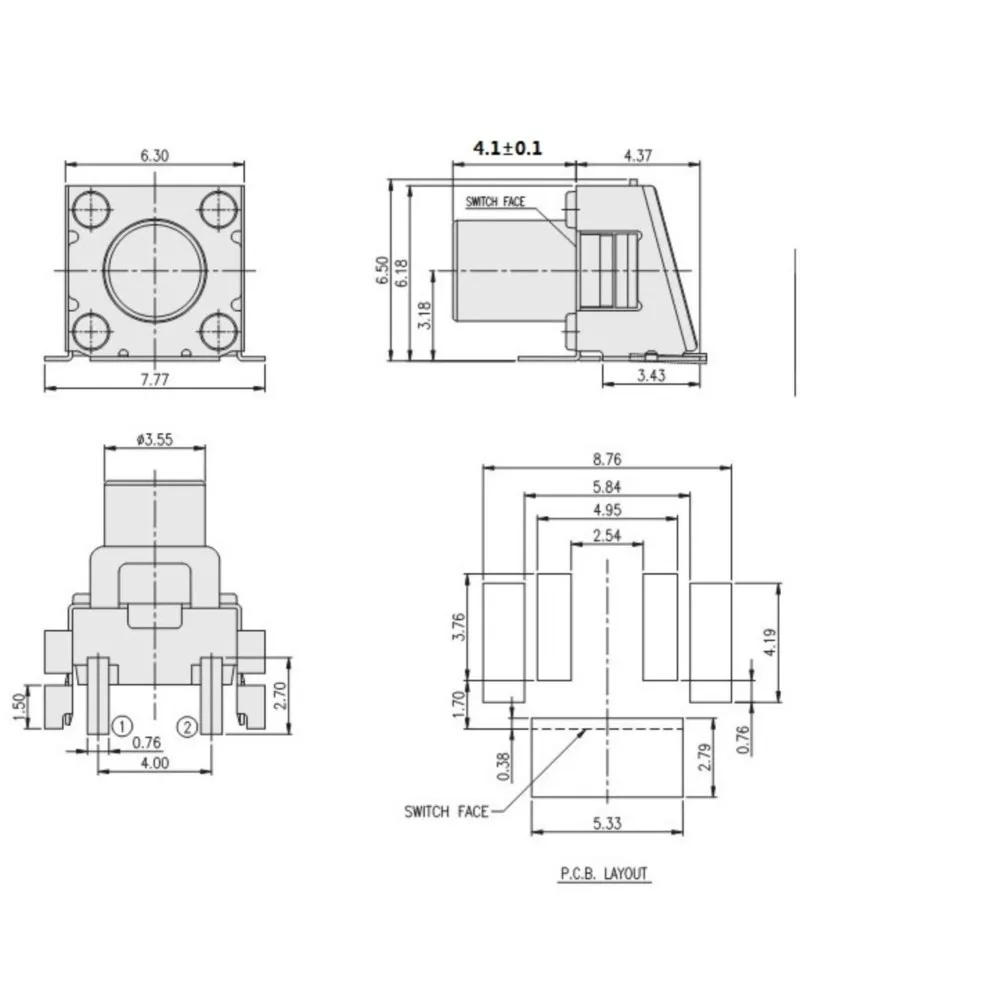 Taiwan 6*6*7 Waterproof And Dustproof Patch 2 Feet With Bracket Side Button Switch Light Touch Side Button Horizontal Switch