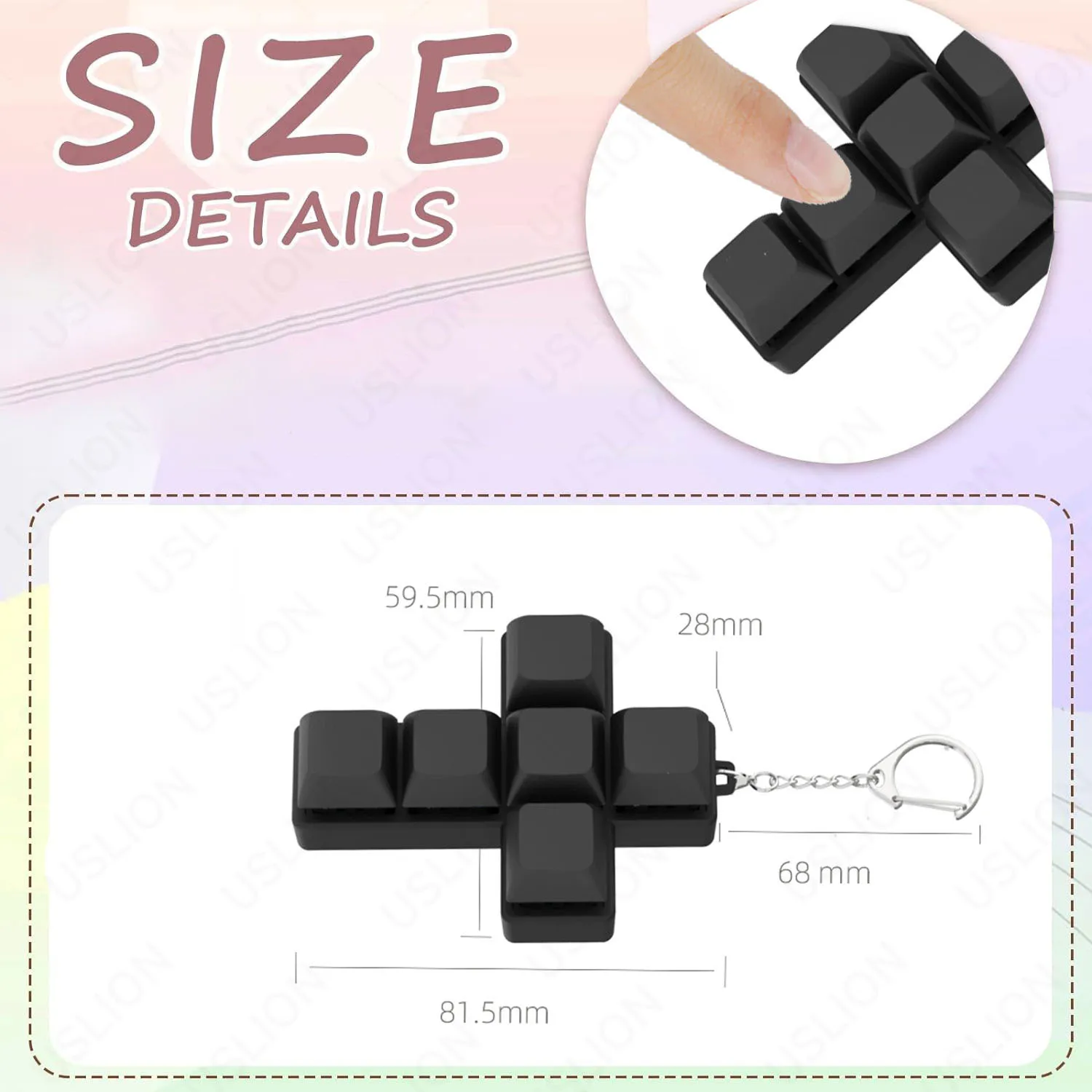 6 Keys Cross Shape Finger Button Anti-stress Toys Mechanical Keyboard Keycaps Office Decompression Calming Keychain