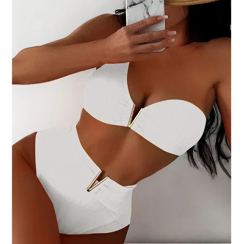 Bikinis sexys negros 2025, traje de baño de cintura alta para mujer, traje de baño para mujer, trajes de baño, conjunto de Bikini brasileño, ropa de playa, bañista