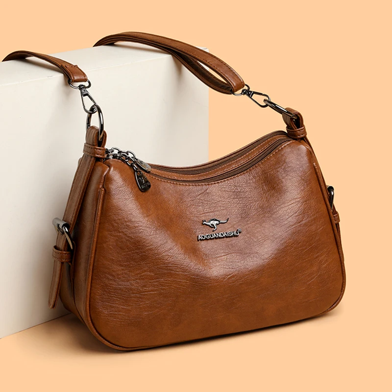 Luksusowe markowe torebki damskie Nowa wysokiej jakości skórzana torba na ramię dla kobiet Retro i minimalistyczne torebki typu Crossbody