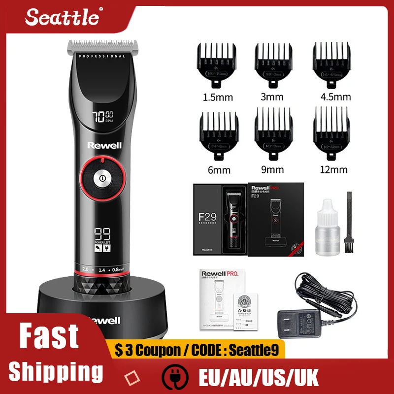 

T Hair Clipper LCD Dual Screen Display Wireless Charge Professional 2.5h Charge For 10h Battery Life Steel Machine 13pcs Kit